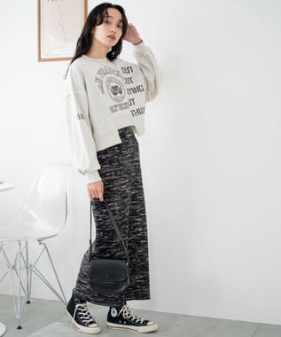 WEGO リメイク風切り替えショートスウェット 杢グレー