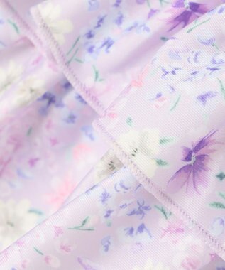 ANY KIDS ギンガムチェック×花柄セパレート水着 ラベンダーギンガム×花柄