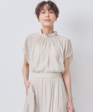 組曲 S 【前後着用可】ギャザーライトデシン ブラウス サンドベージュ系