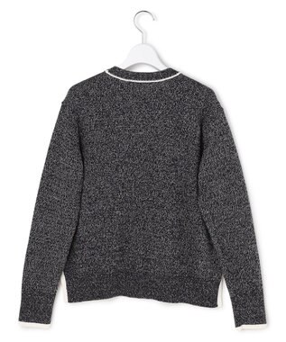 ICB L コットンツイスター クルーネックニット ブラック×オフホワイトミックス