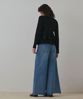 GRACE CONTINENTAL ペプラムニットカーディガン ブラック