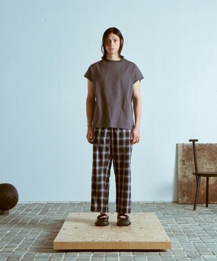 WEGO 【ウエストゴム】オンブレチェックイージーパンツ ブラックチェック1