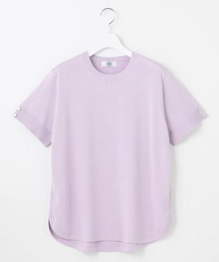 J.PRESS LADIES L 【洗える】COTTON POLYESTER 袖ボタン ニット ラベンダー系