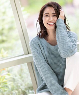 Tiaclasse 【洗える】大人可愛いワッフルニットトップス ミント