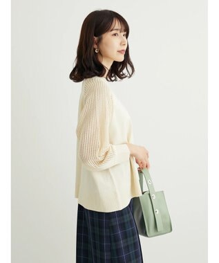 Green Parks ショルダーメッシュニットプルオーバー Ivory
