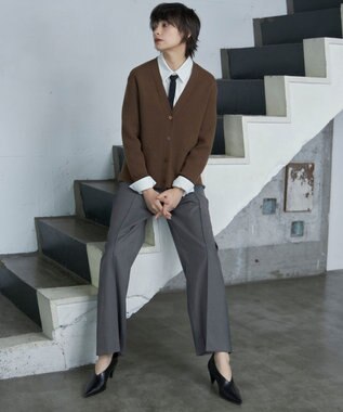 ICB 【洗える】ソフトカシミヤミックス Vネックニットカーディガン コーヒー系