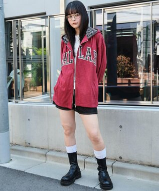 WEGO 【ユニセックス着用ITEM/MLサイズ展開】スラブチェックロゴジップパーカー ワイン