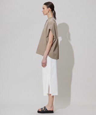 ICB 【接触冷感・UVカット・洗える】ヴィンテージスパンブロード デザインブラウス クリームブラウン系