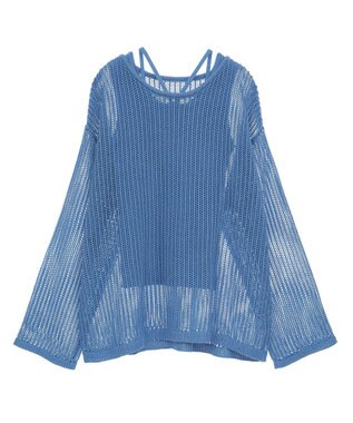 earth music&ecology ＳＥＴ２点メッシュプルオーバー＋タンクトップ Blue