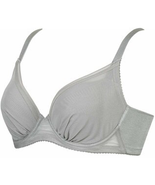 WACOAL 【小さく見せるブラ】 シンプル ブラジャー 着やせ効果 コンパクトにメイク バストの突出をおさえる 背中の段差を軽減 大きいサイズ レディース BRB452 /ワコール グレー