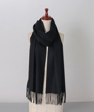 AURORA 【Johnstons of Elgin（ジョンストンズ オブ エルガン）】 カシミヤ100％起毛無地マフラー ブラック