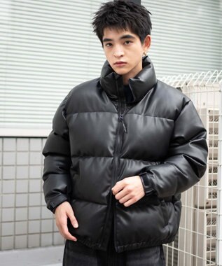 WEGO 【ユニセックス着用ITEM/SMLサイズ展開】PUパデッドブルゾン ブラック