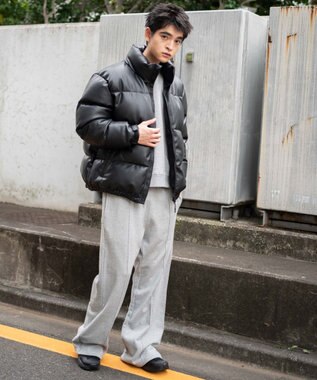 WEGO 【ユニセックス着用ITEM/SMLサイズ展開】PUパデッドブルゾン ブラック