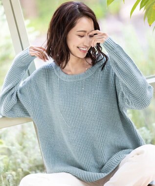 Tiaclasse 【洗える】大人可愛いワッフルニットトップス ミント