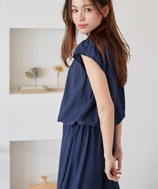 Tiaclasse 【洗える】フリル袖ワンピース ブルー