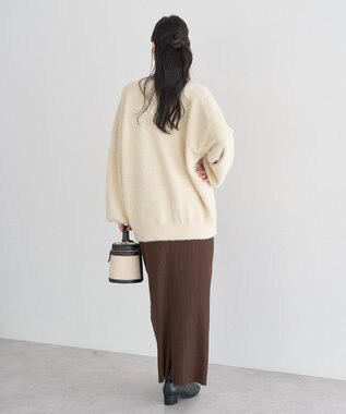 earth music&ecology ラメミニシャギーＶネックカーディガン Ivory