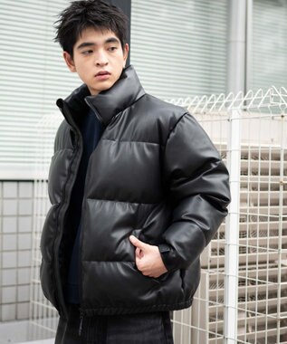 WEGO 【ユニセックス着用ITEM/SMLサイズ展開】PUパデッドブルゾン ブラック