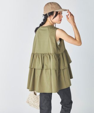 OP／FILA 【Ocean Pacific】らくティブ｜ティアードフリルデザインタンクトップ カーキ