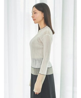 earth music&ecology シアー配色リブプルオーバー White