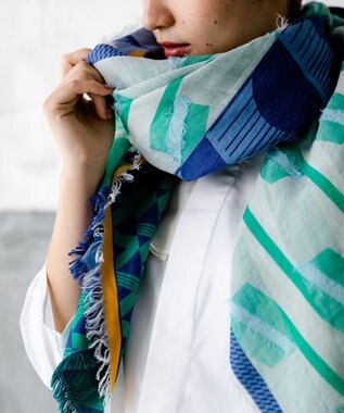 POLS コットン・キュプラ FUSAスカーフ ネイビー