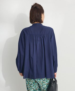 CRAFT STANDARD BOUTIQUE インド綿ピンタックブラウス Navy