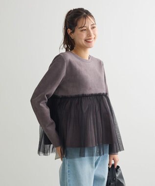 Green Parks ・ｓｗｉｎｇ　ｂｙ　チュールレイヤープルオーバー Charcoal Gray