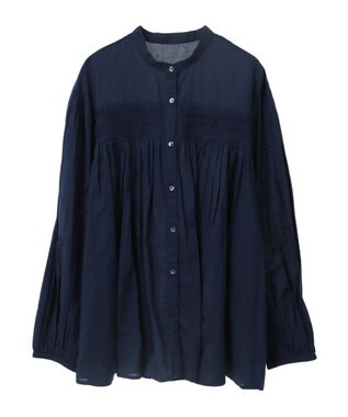 CRAFT STANDARD BOUTIQUE インド綿ピンタックブラウス Navy
