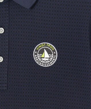 23区GOLF 【MEN/キングサイズ】ポリエステルサッカー 半袖ポロシャツ ネイビー系