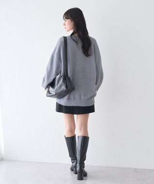 earth music&ecology ラメミニシャギーＶネックカーディガン Charcoal Gray