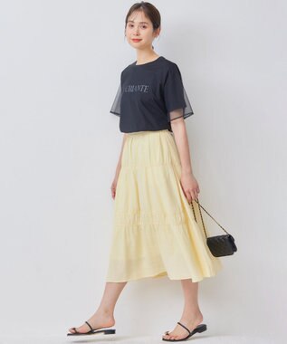 組曲 S 【WEB限定】チュールレイヤードロゴTシャツ ブラック系