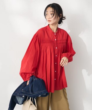 CRAFT STANDARD BOUTIQUE インド綿ピンタックブラウス Red
