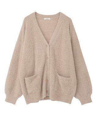 earth music&ecology ラメミニシャギーＶネックカーディガン Light Pink