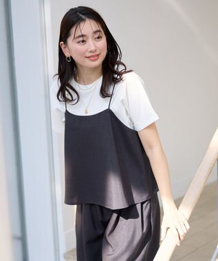 ANY 【2SET/洗濯機可】テックリネンキャミソール×パンツセットアップ チャコール