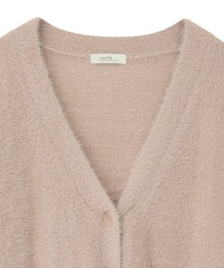 earth music&ecology ラメミニシャギーＶネックカーディガン Light Pink