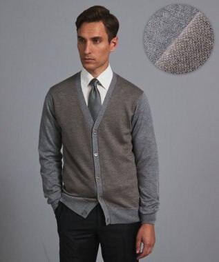 体温調整に【洗える/チクチクしにくい/ピリングしにくい】イタリア糸 ハイゲージ カーディガン_WOOL100%