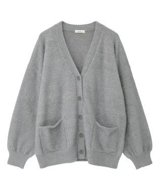 earth music&ecology ラメミニシャギーＶネックカーディガン Charcoal Gray