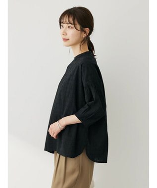 Green Parks Ｉ　ＳＥＴ２点　刺繍７分袖ブラウス＋タンクトップ Black