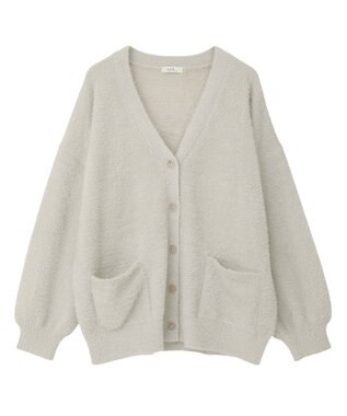 earth music&ecology ラメミニシャギーＶネックカーディガン Light Gray