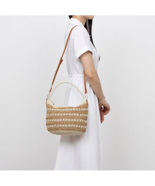 UNBILLION カシュカシュ cachecache / ボーダーコンビ編みワンハンドル2wayミニトート アイボリー