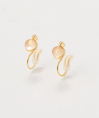 Phoebe <オンワード限定セット>【痛くないシリーズ】ミルキースタッズミニバンスクリップ×パワーストーンイヤリング ピンク