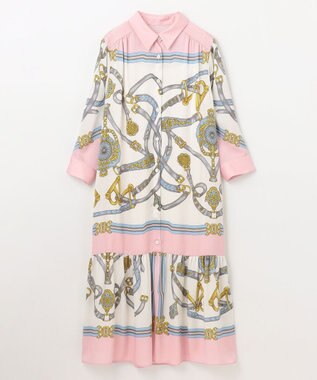 GRACE CONTINENTAL スカーフプリントシャツドレス ピンク