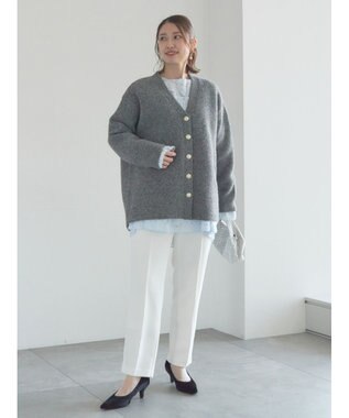 Te chichi 起毛ミドルVネックカーディガン チャコールグレー