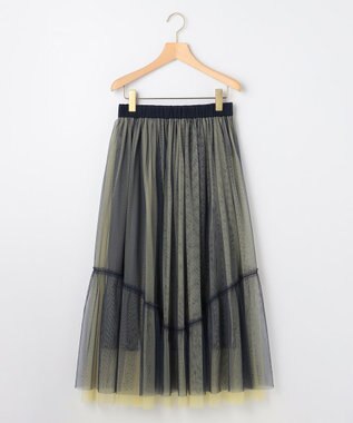 組曲 S リバーシブルチュール スカート グレイッシュネイビー×イエロー