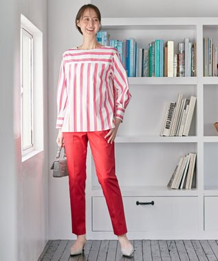 自由区 【XSサイズ～/洗える】SOMELOSシャーティング プルオーバーブラウス ポピー