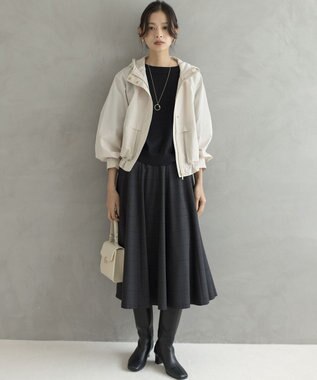 組曲 ストレッチクリアパフ袖 ニット ブラック系