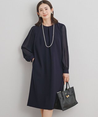 23区 【セットアップ対応/洗える】トリアセダブルジョーゼット シフォンスリーブ ワンピース