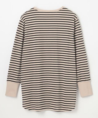 ANY L シャツテールロングスリーブＴシャツ ベージュ×ブラック