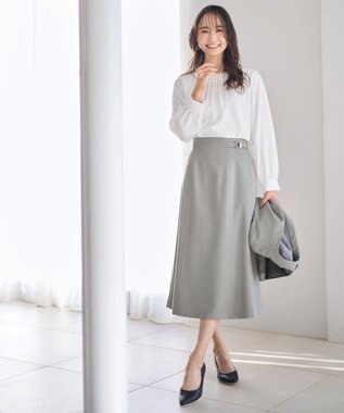 ANY SIS S 【洗える】褒めらレディフレア スカート グレーシャンブレー