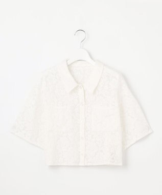 Feroux 【洗える】フラワーレース シャツ ホワイト系