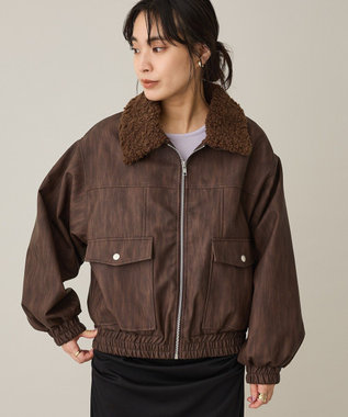 CRAFT STANDARD BOUTIQUE フェイクレザー衿ボアブルゾン